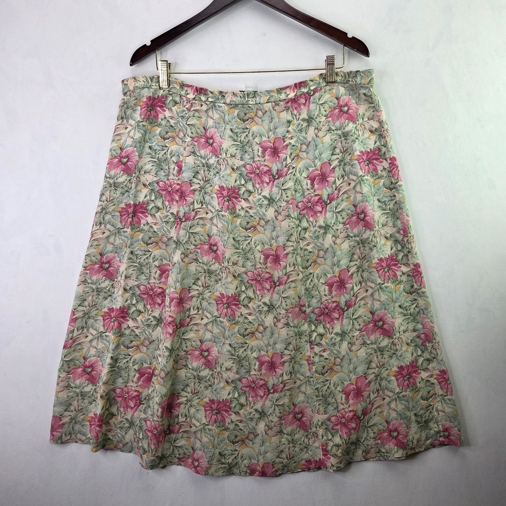 CDC Caren Desiree Company Skirt Womens 12 Pink Floral Midi Excellent Vintage‎